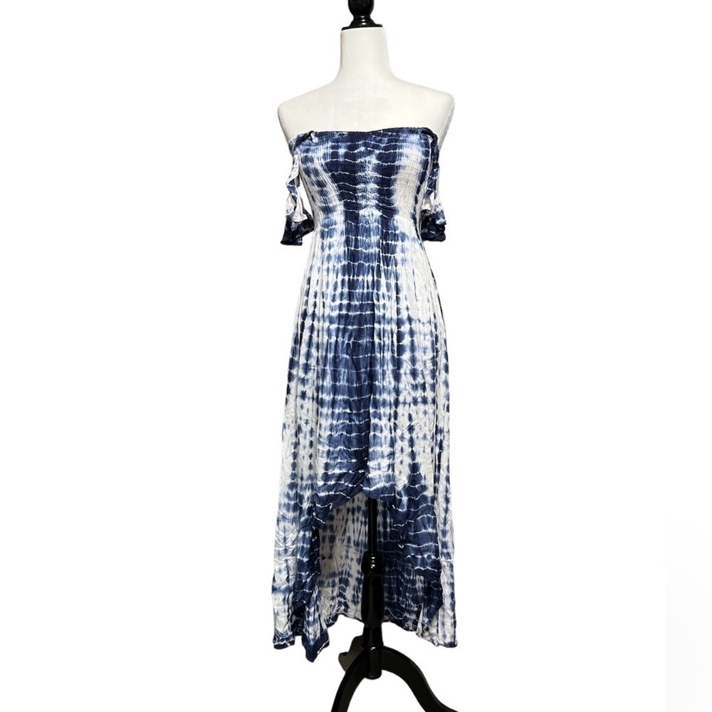 🆕 Raviya Smocked Tie Dye High Low Summer Dress Rayon